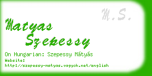matyas szepessy business card